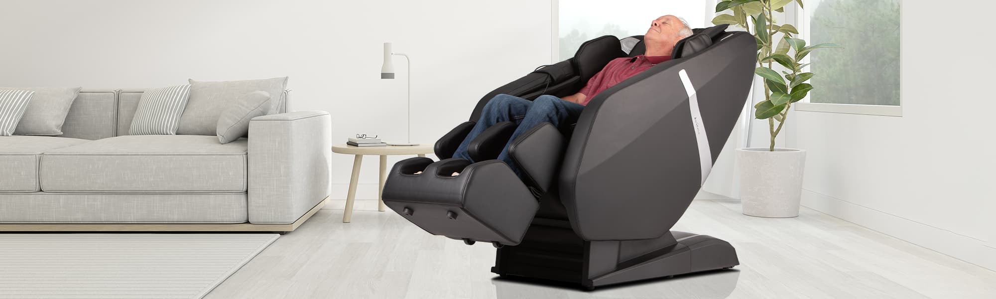 black Katana massage chair in modern living room